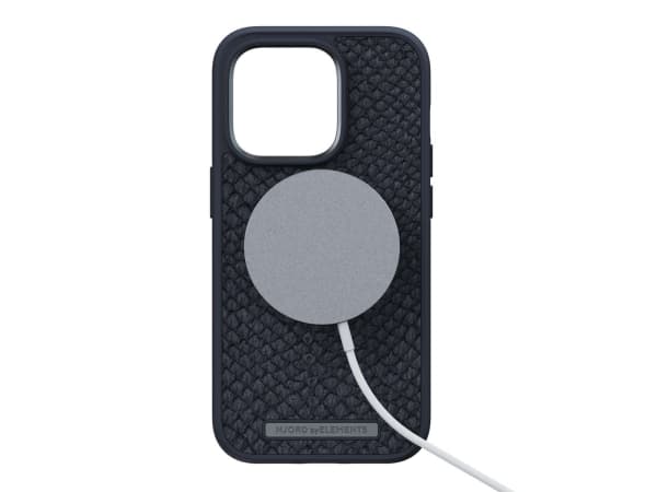 Njord byELEMENTS Salmon Leather Magsafe, Suojus, Apple, iPhone 14 Plus, 17 cm (6.7"), Musta