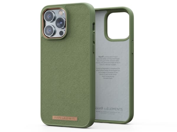 Njord byELEMENTS Suede Comfort+, Suojus, Apple, iPhone 14 Pro Max, 17 cm (6.7"), Oliivi