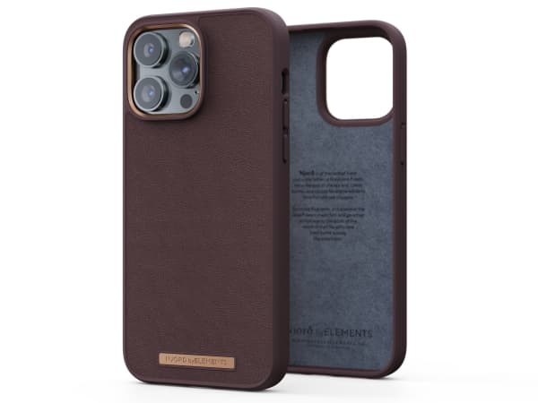 Njord byELEMENTS Genuine Leather, Suojus, Apple, iPhone 14 Pro Max, 17 cm (6.7"), Ruskea