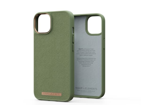 Njorð byELEMENTS - Baksidedeksel for mobiltelefon - MagSafe-samsvar - plastikk, Comfort+ suede - oliven - for Apple iPhone 14