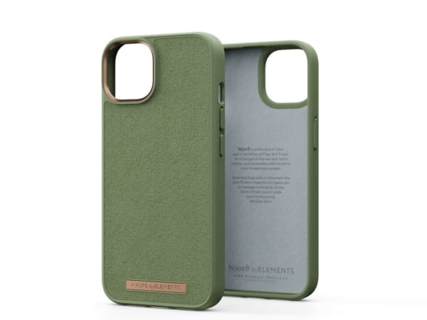 Njorð byELEMENTS - Baksidedeksel for mobiltelefon - MagSafe-samsvar - plastikk, Comfort+ suede - oliven - for Apple iPhone 14