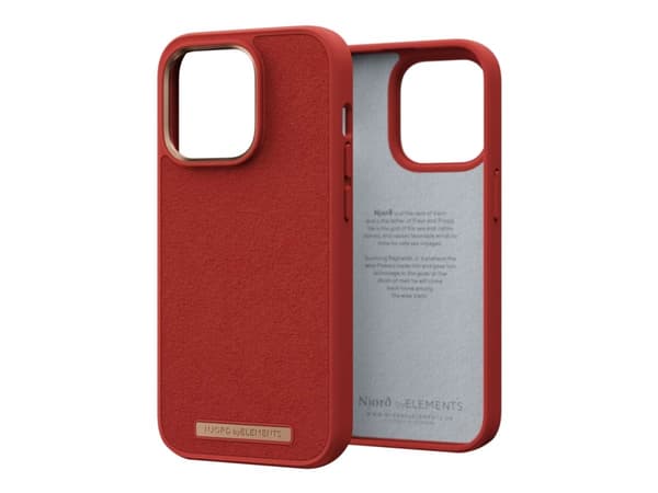 Njorð byELEMENTS Suede Comfort+ - Baksidedeksel for mobiltelefon - MagSafe-samsvar - resirkulert plast - brent oransje - for Apple iPhone 14 Pro