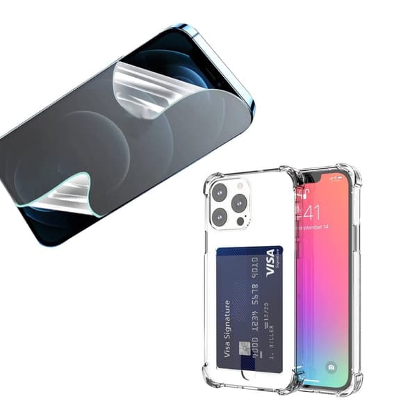 Skal med Korthållare & Hydrogel Skärmskydd iPhone 14 Pro