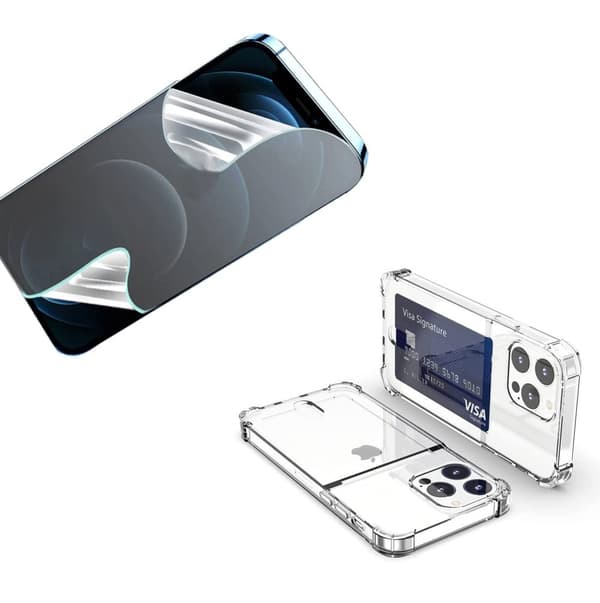 Skal med Korthållare & Hydrogel Skärmskydd iPhone 14 Pro