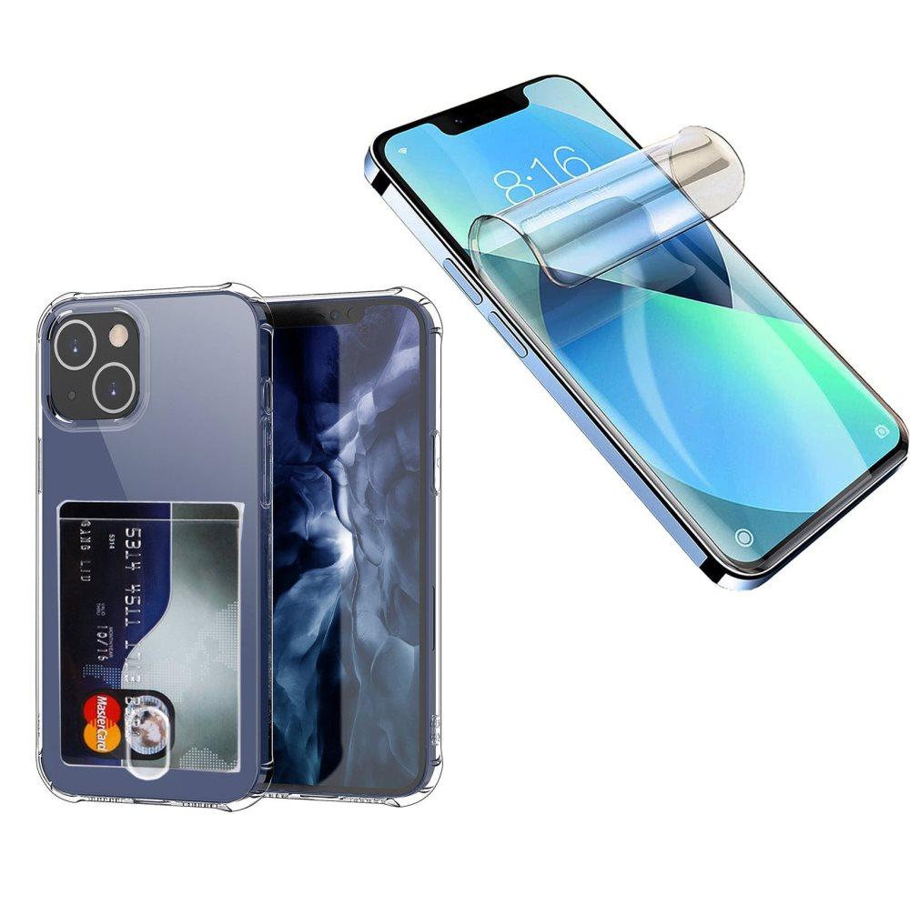 iPhone 14 - 1 Set Skal med Korthållare & Hydrogel Skärmskydd