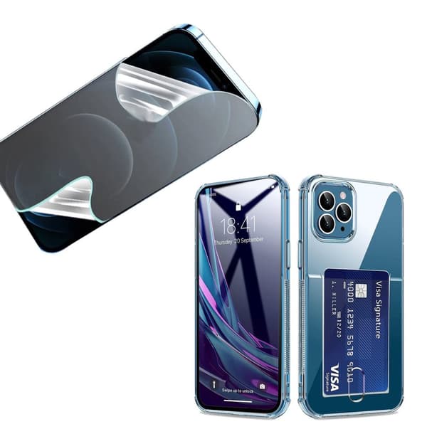 iPhone 14 Pro - Skal med Korthållare & Hydrogel Skärmskydd