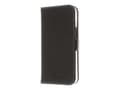 Miniatyrbild 1 av 5: Insmat Exclusive Flip Case - Vikbart fodral för mobiltelefon - genuint läder, polykarbonat, bomullssömmar, kartong+papper - svart - för Apple iPhone