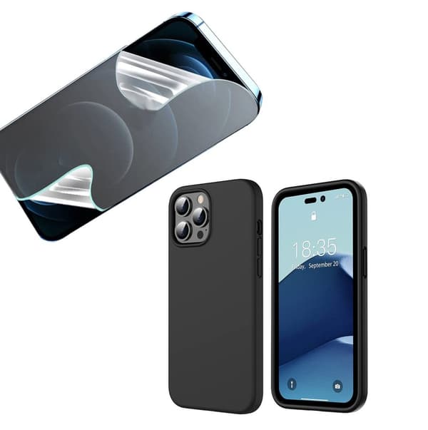 iPhone 14 Pro Max Mattbehandlat Tunt Skal & Hydrogel Skärmskydd
