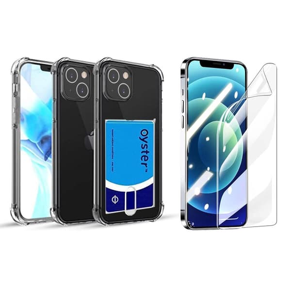 iPhone 13 - 1 Set Skal med Korth�llare & Hydrogel Sk�rmskydd