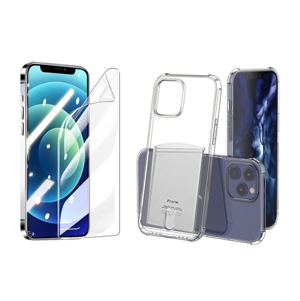 iPhone 13 Pro - 1 Set Skal med Korthållare & Hydrogel Skärmskydd