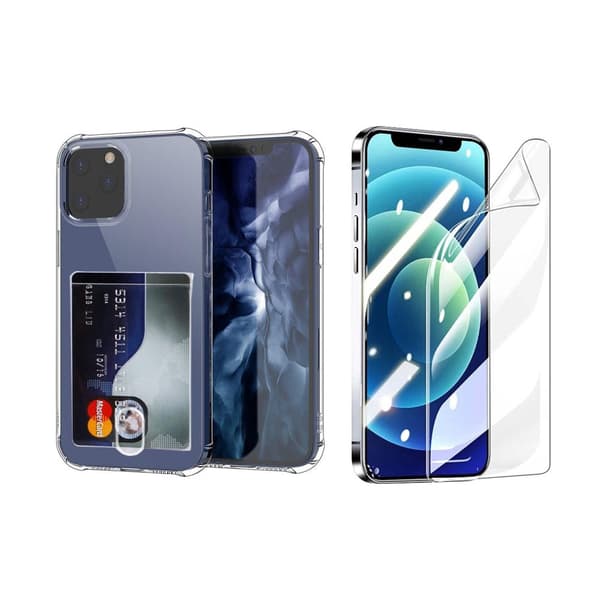 iPhone 13 Pro - 1 Set Skal med Korthållare & Hydrogel Skärmskydd