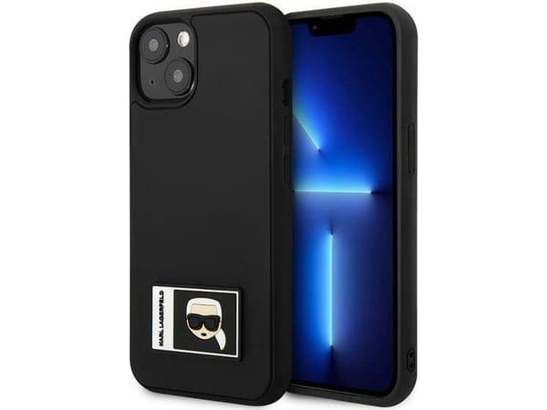 Karl Lagerfeld KLHCP13M3DKPK iPhone 13 6,1 musta/musta kova kotelo Ikonik Patch