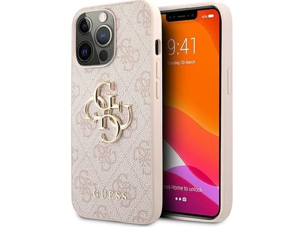 Guess GUHCP13X4GMGPI iPhone 13 Pro Max 6,7" rosa/rosa hardt 4G-deksel, stor metalllogo