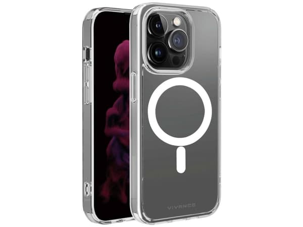 Vivanco Mag Steady Baksida för mobiltelefon Apple iPhone 14 Pro Transparent Induktiv laddning, stötsäker
