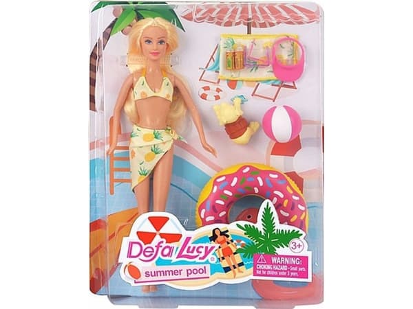 Adar 29cm surferdocka med strand em 538849 Adar mixpris per 1 st docka med baddräkt, hund, simhjul, strandboll, filt, 2x glasögon, 2x juiceflaskor, p