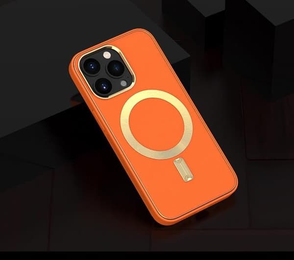 BOOM iPhone 13 Pro Max Skal Magsafe Läder - Coral Orange