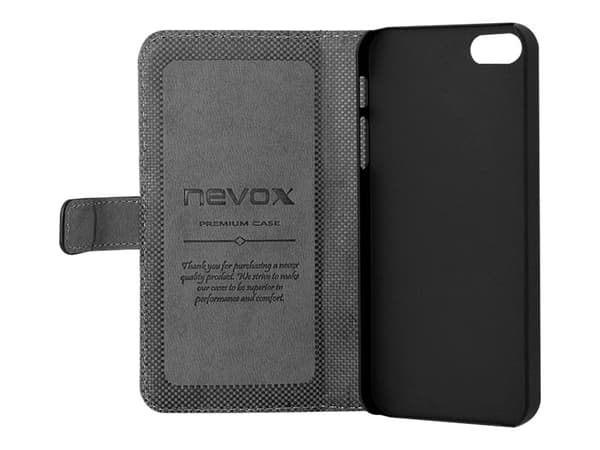 Nevox ORDO - Vikbart fodral för mobiltelefon - PU-behandlat läder - grå, svart