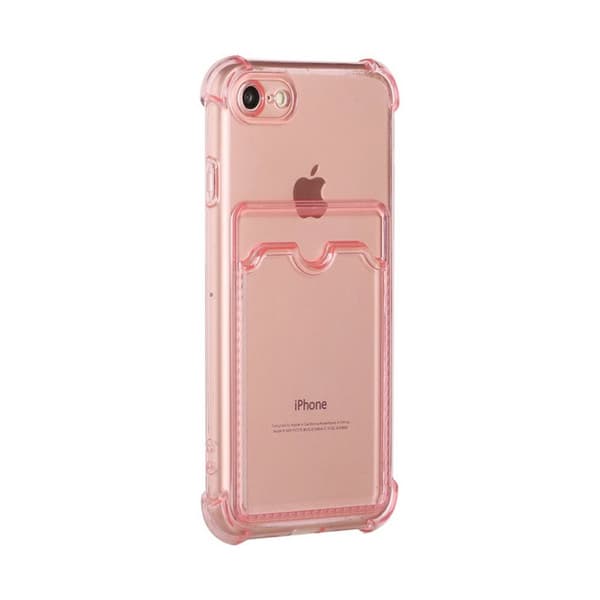 iPhone 7/8/SE (2020/2022) Stöttåligt Skal med Korthållare - Rosa