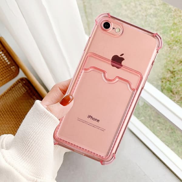 iPhone 7/8/SE (2020/2022) Stöttåligt Skal med Korthållare - Rosa