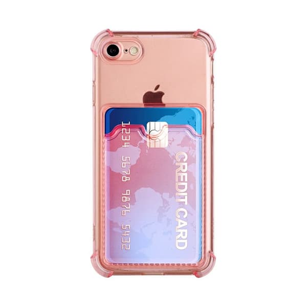 iPhone 7/8/SE (2020/2022) Stöttåligt Skal med Korthållare - Rosa