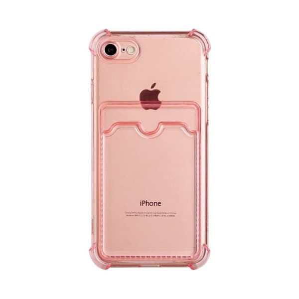 iPhone 7/8/SE (2020/2022) Stöttåligt Skal med Korthållare - Rosa