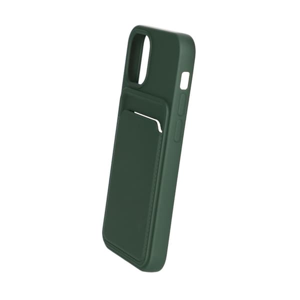 iPhone 13 Mini Silikonskal med Korthållare - Militärgrön