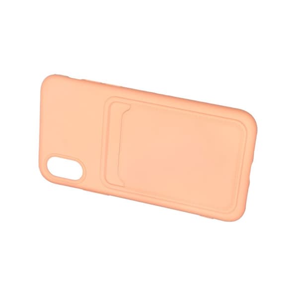 iPhone XR Silikonskal med Korthållare - Rosa