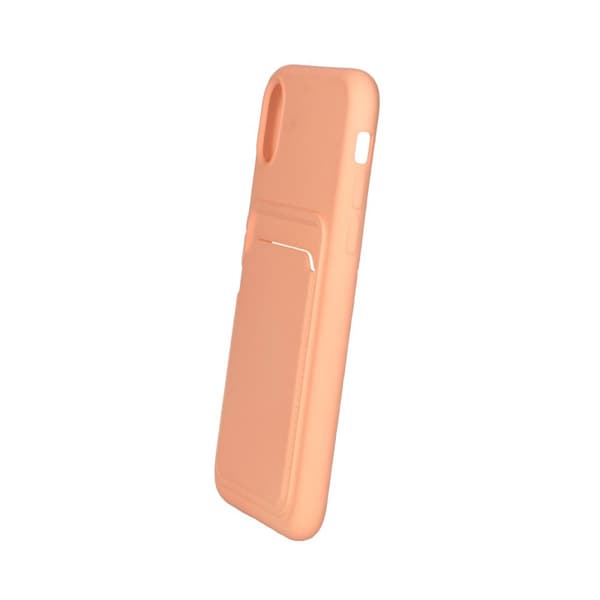 iPhone XR Silikonskal med Korthållare - Rosa