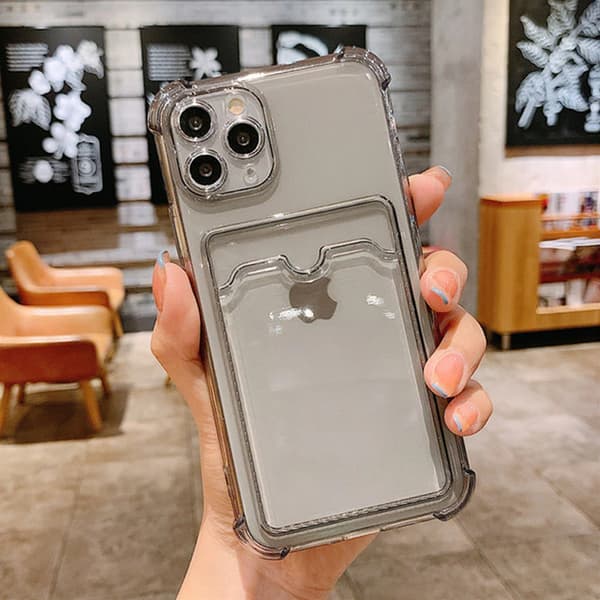 iPhone 13 Pro Stöttåligt Skal med Korthållare - Grå