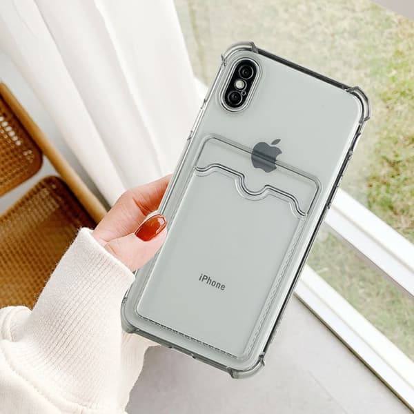 iPhone XS Max Stöttåligt Skal med Korthållare - Grå