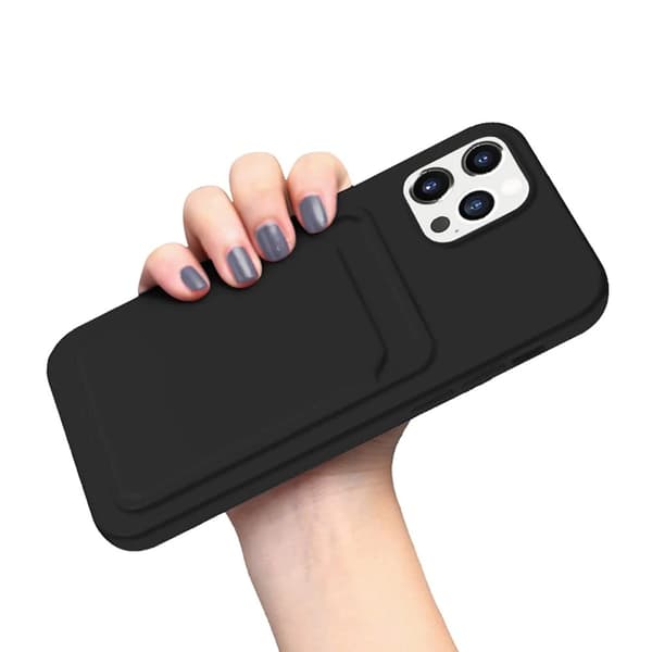 iPhone 12/12 Pro Silikonskal med Korthållare - Svart