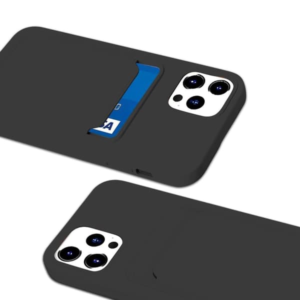 iPhone 12/12 Pro Silikonskal med Korthållare - Svart