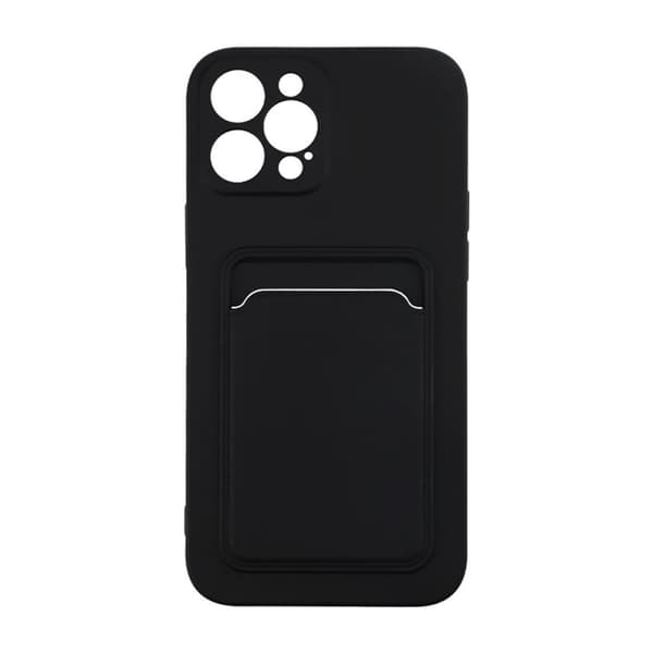 iPhone 12 Pro Max Silikonskal med Korthållare - Svart