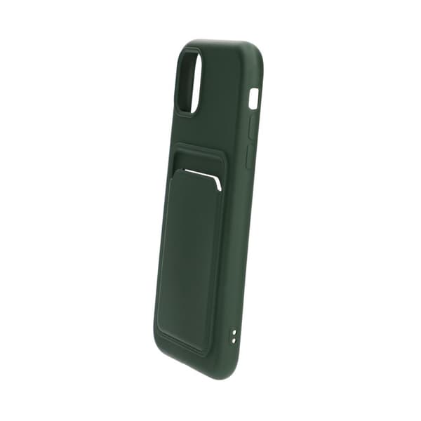 iPhone 11 Silikonskal med Korthållare - Militärgrön