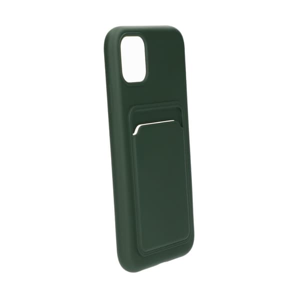 iPhone 11 Silikonskal med Korthållare - Militärgrön