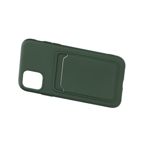 iPhone 11 Silikonskal med Korthållare - Militärgrön