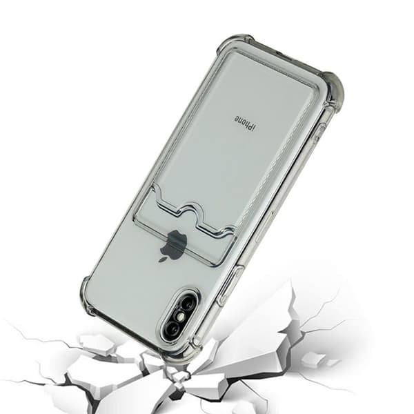 iPhone X/XS Stöttåligt Skal med Korthållare - Grå