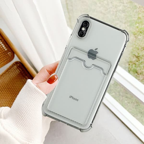 iPhone X/XS Stöttåligt Skal med Korthållare - Grå