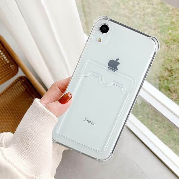 iPhone XR Stöttåligt Skal med Korthållare - Transparent
