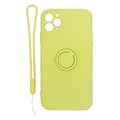 Pikkukuva 1 / 3: iPhone 11 Pro Silikonskal med Ringhållare och Handrem - Gul