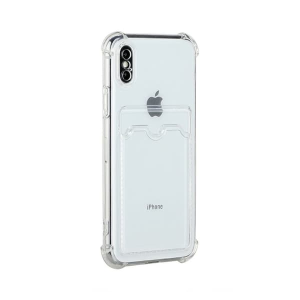 iPhone X/XS Stöttåligt Skal med Korthållare - Transparent