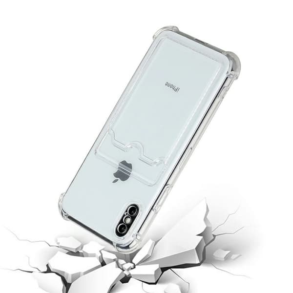 iPhone X/XS Stöttåligt Skal med Korthållare - Transparent