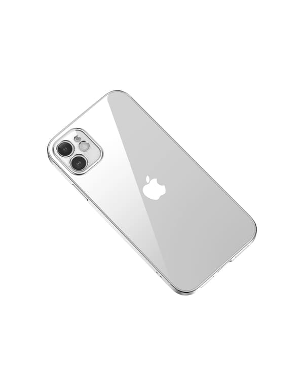 iPhone 12 Mobilskal med Kameraskydd - Silver/transparent