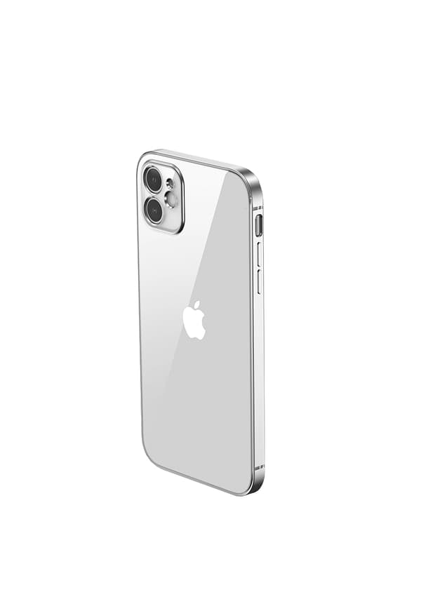 iPhone 12 Mobilskal med Kameraskydd - Silver/transparent