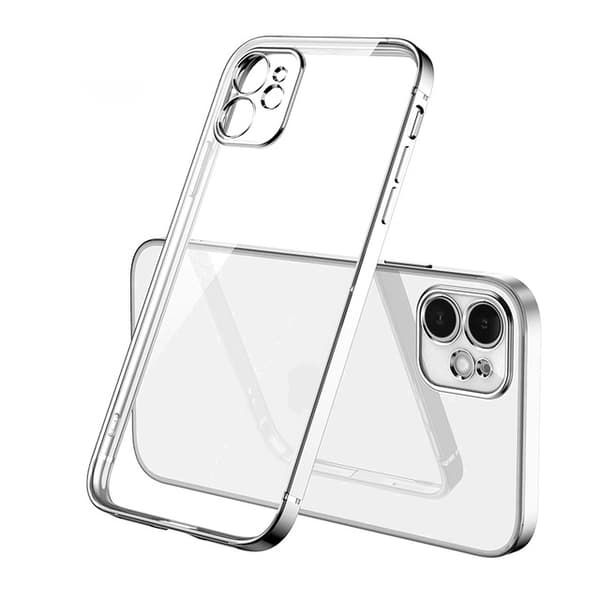 iPhone 12 Mobilskal med Kameraskydd - Silver/transparent