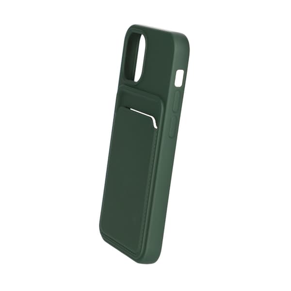 iPhone 12 Mini Silikonskal med Korthållare - Militärgrön