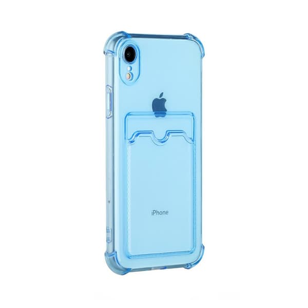 iPhone XR Stöttåligt Skal med Korthållare - Blå
