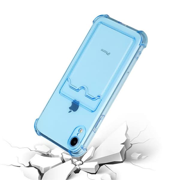 iPhone XR Stöttåligt Skal med Korthållare - Blå