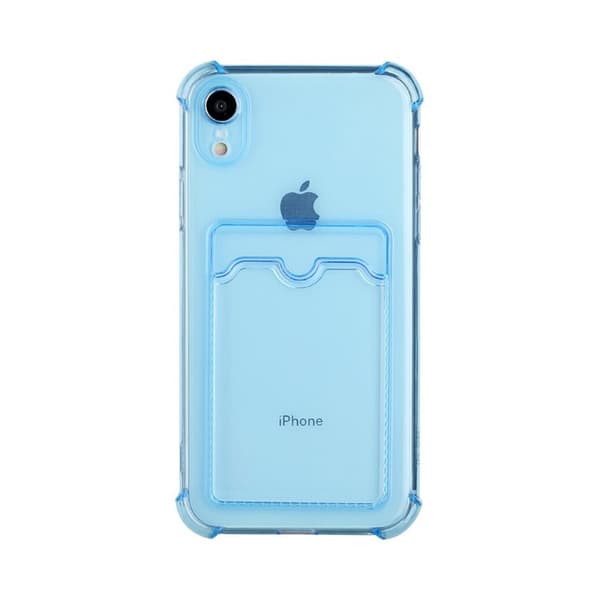 iPhone XR Stöttåligt Skal med Korthållare - Blå