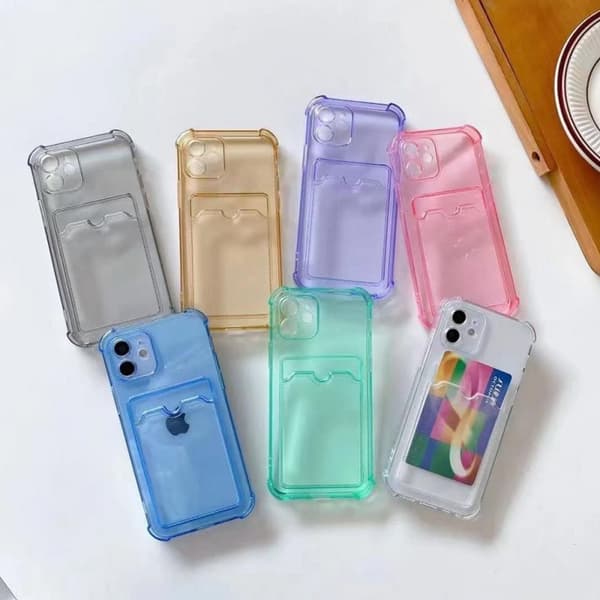 iPhone 11 Stöttåligt Skal med Korthållare - Grå